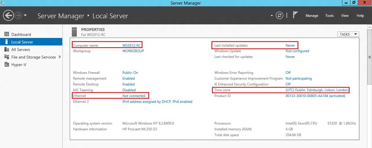 پنجره Local server