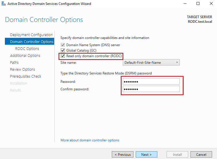 Domain Controller Options
