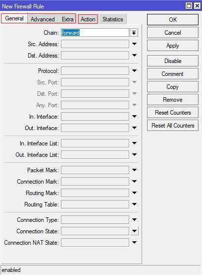 پنجره ایجاد Rule