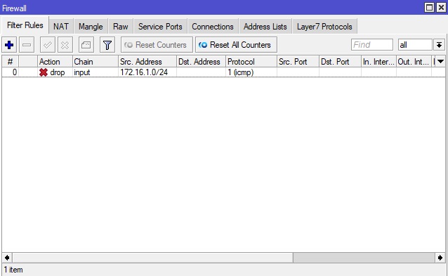 پنجره Filter Rules
