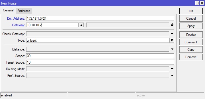 Static route شعبه اصلی