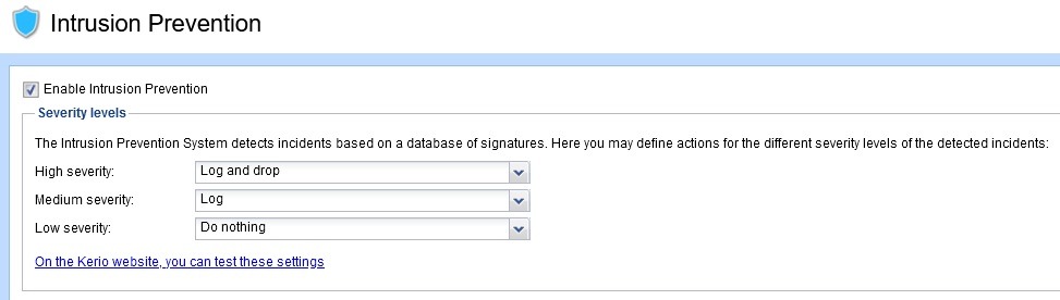 تنظیمات Intrusion prevention
