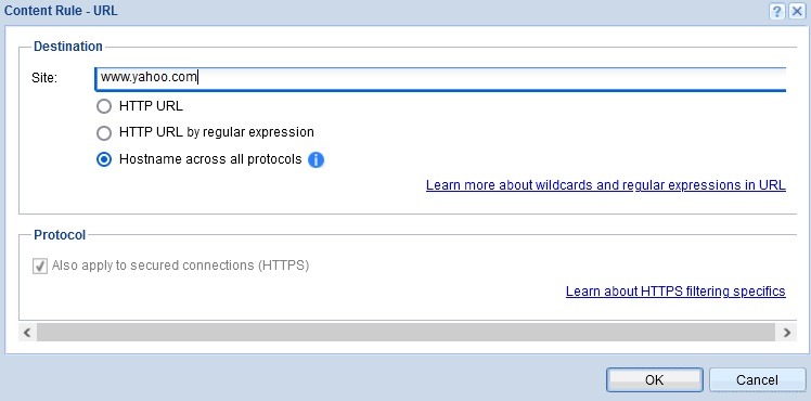گزینه URL Hostname