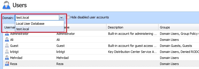 دیتابیس کاربران