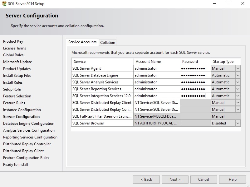 تنظیمات سرور