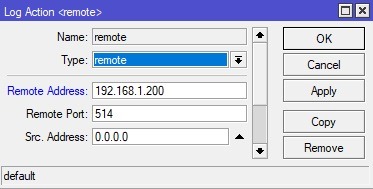 پنجره Log Action