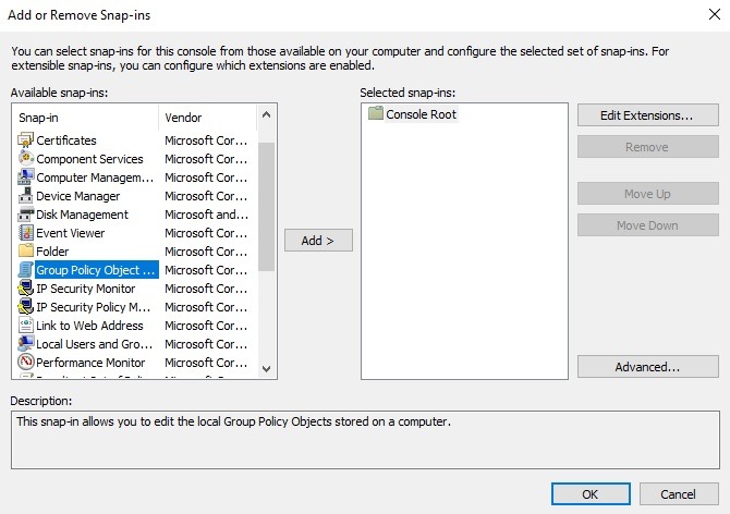 group policy Objects کانتینر