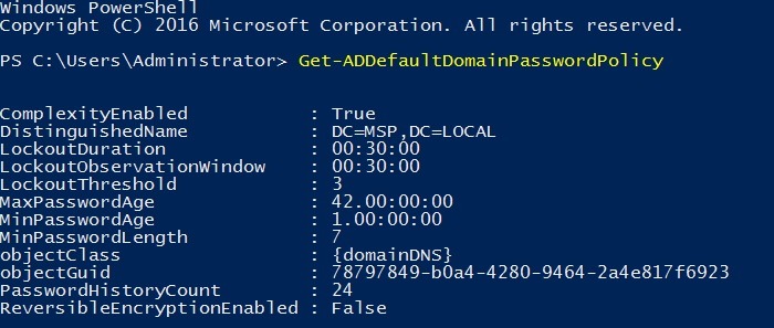 دستور مشاهده Password Policy
