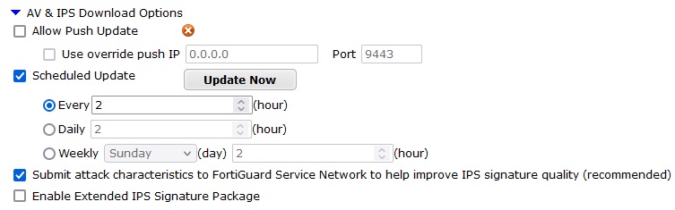 تنظیمات بروزرسانی