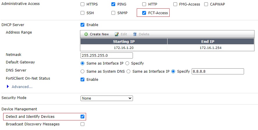 تنظیمات اینترفیس