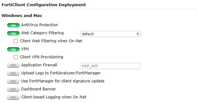 تنظیمات FortiClient Deployment