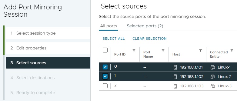 انتخاب پورت مبدا