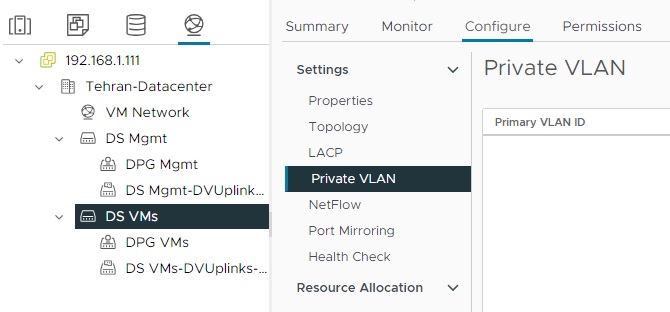 فعال سازی Private VLAN