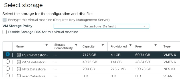 انتخاب Storage