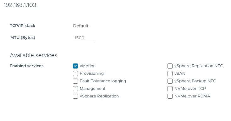 فعال سازی vmotion