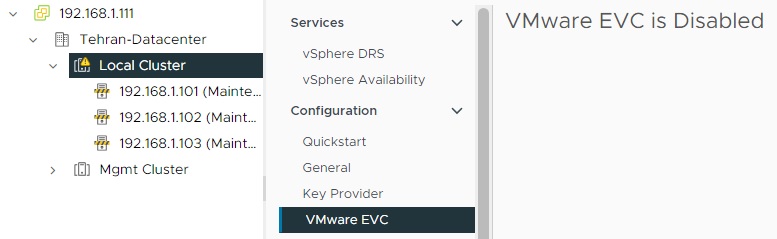 گزینه VMware EVC