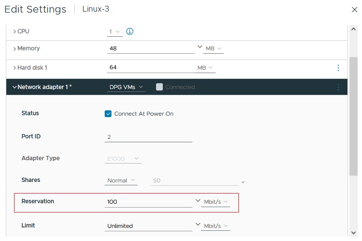 ویرایش تنظیمات VM