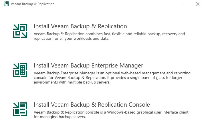 گزینه Install veeam backup & replication