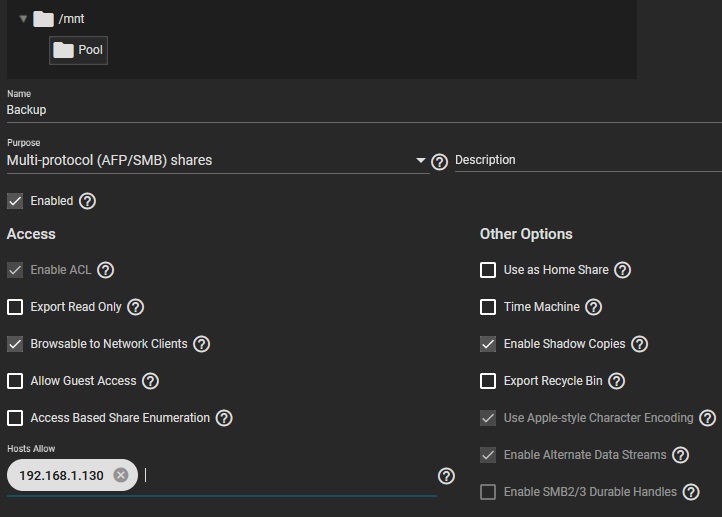تنظیمات Share