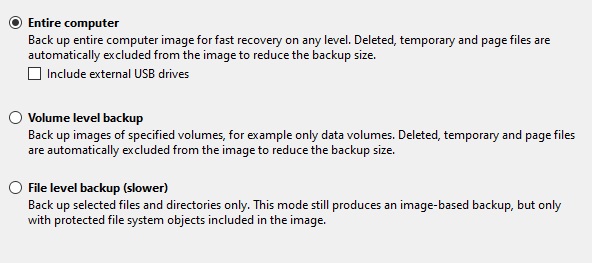 گزینه backup mode